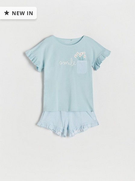 Reserved - Blue Pyjama Set With Ruffle Details